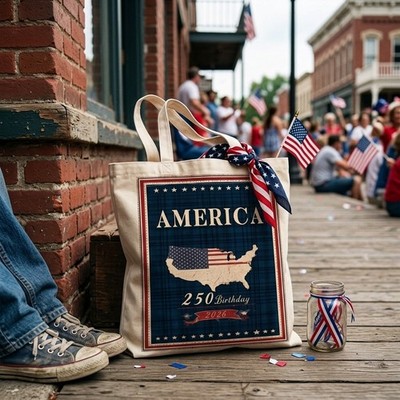 Patriotic American Canvas Tote Bag 5 Styles Optional Freedom Print Shopper