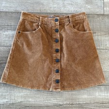 Brandy Melville Mini Skirt 9" Corduory Button Front Size S Preppy Academia