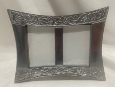 Pewter Double Photo Frame for two 2” x 3” Photos, 7” x 5.5” Frame
