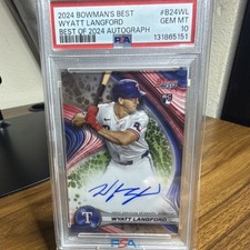 Topps 2024 Bowman's Best Wyatt Langford #B24-WL Rookie Autograph PSA 10 Rangers