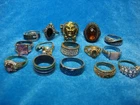 15 PC.  COSTUME RING  LOT -  BLOWOUT.. VINTAGE TO MODERN  VERY UNUSUAL