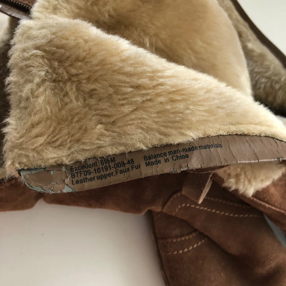 BareTraps Women's Boots Sz 6 1/2M Leather Upper Zip Up Brown Faux Fur Lined - Image 4 of 4