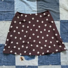 VTG Wrapper Floral Brown Mini Skirt Made in USA Ditsy Feminine 90s size 7/8