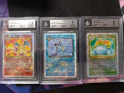 Charizard Legendary Collection Reverse Holo Trio Blastoise Venusaur BGS 7.5/7/6