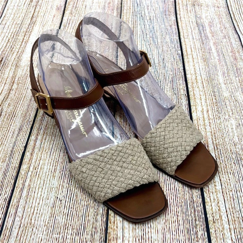 Salvatore Ferragamo Solid Low (1-1.9 in) Heel Height Sandals for