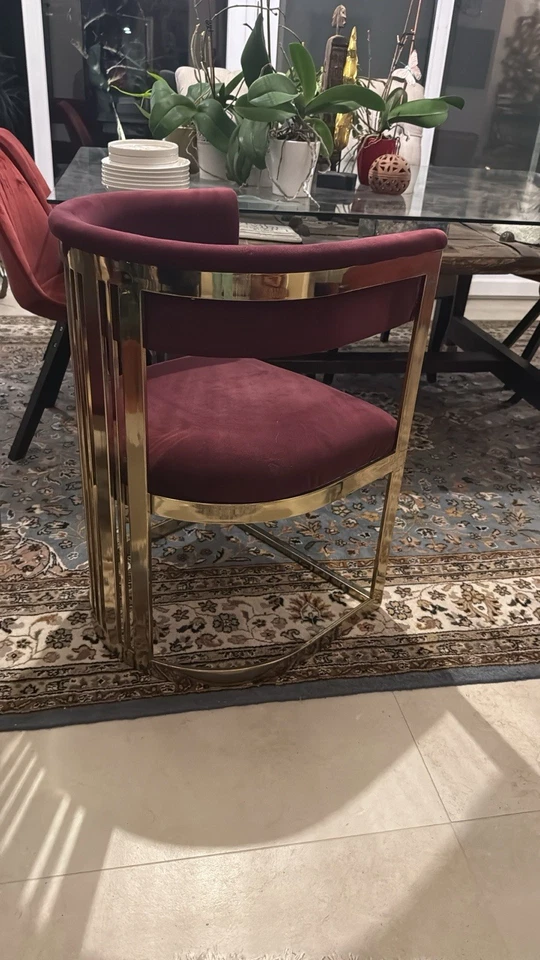 4 X Gold/ Samt Stühle - Bild 2 von 4
