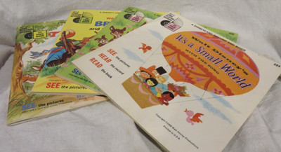 Lot of 4 Vintage Walt Disney Disneyland See Hear Read Books & Records 33 1/3 RPM