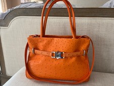 Lana Marks Handbag - Orange Positano Tote Ostrich Leather