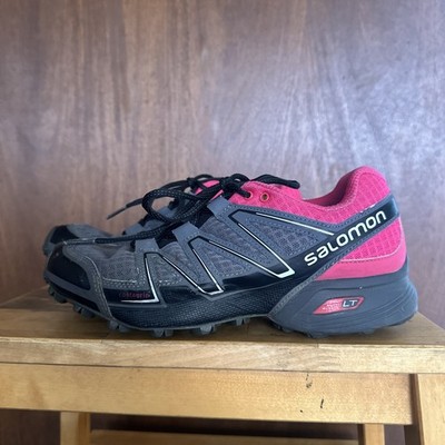 Salomon Shoes Women's 8 Speedcross Vario Trail Running Sneakers Gray/Pink