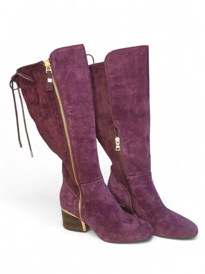 Botas Latigo Pearla Hasta la Rodilla Gamuza Tacón Alto Cremallera Talla 7 en Púrpura Foto 3 de 4