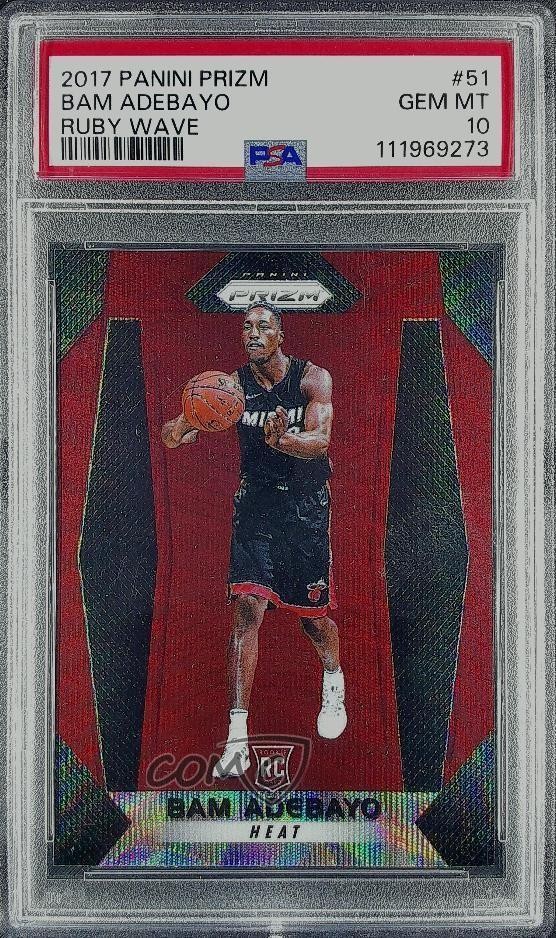 2017-18 Panini Prizm Ruby Wave Prizm Bam Adebayo #51 PSA 10 GEM MT 14t3
