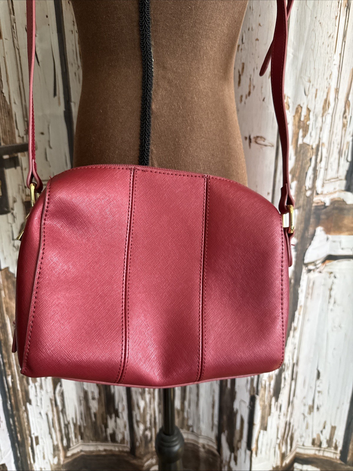 joy mangano Ruby  Red Crossbody Bag Leather - image 7