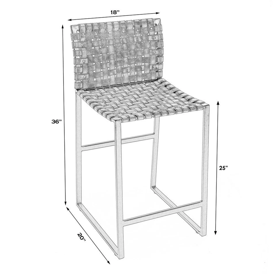 Taburete de mostrador urbano de cuero tejido de 25", marrón medio Foto 4 de 4