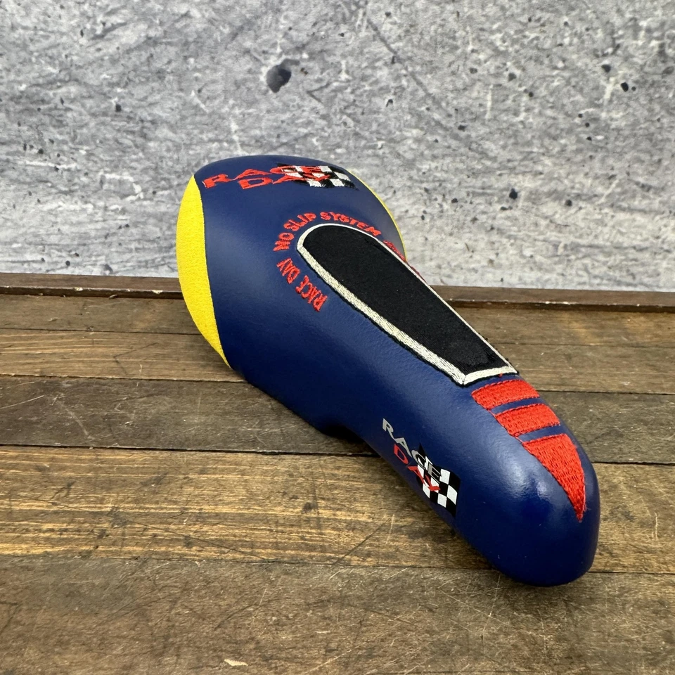 Vintage Selle San Marco Race Day Seat No Slip Saddle Blue Yellow Bontrager Italy - Image 2 of 4