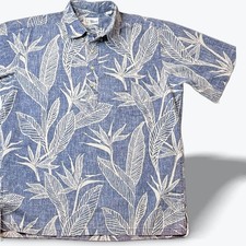 Reyn Spooner Hawaiian Traditionals Blue Floral Print Button Up Shirt Mens M