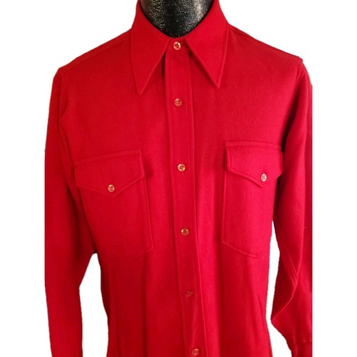 Vtg. Pendleton Shirt Men's Red 100% Virgin Wool Long Sleeve USA Sz. 15 Long? - Picture 3 of 12