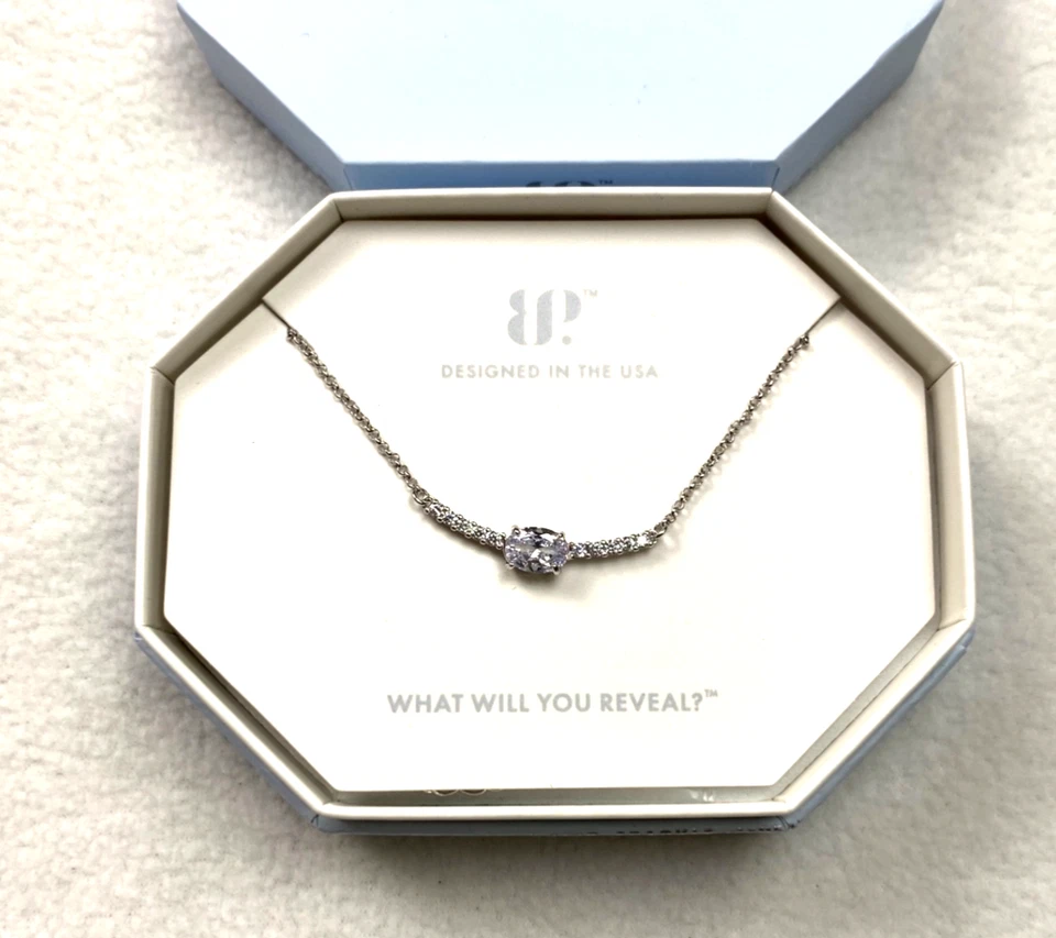 "Collar BP Bomb Party diamante circonita cúbica chapado en rodio RBP4667 18"" NUEVO CON ETIQUETAS" Foto 3 de 4