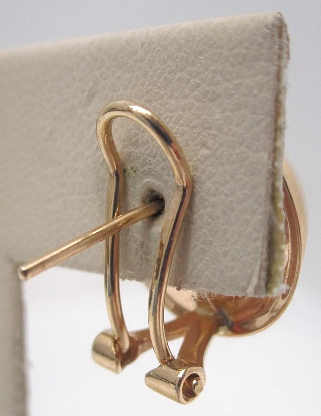 Vintage 14k Yellow Gold Post Clip Omega Back 12mm Pearl Stud Earrings - Image 2 of 4