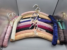 Vtg Padded Hangers Satin/Silk Fabric Covered Lingerie Hangers Lot Of 16