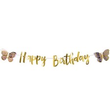 Butterfly Shimmer Happy Birthday Ribbon Banner Set Paper 7" x 8.4' Decorations