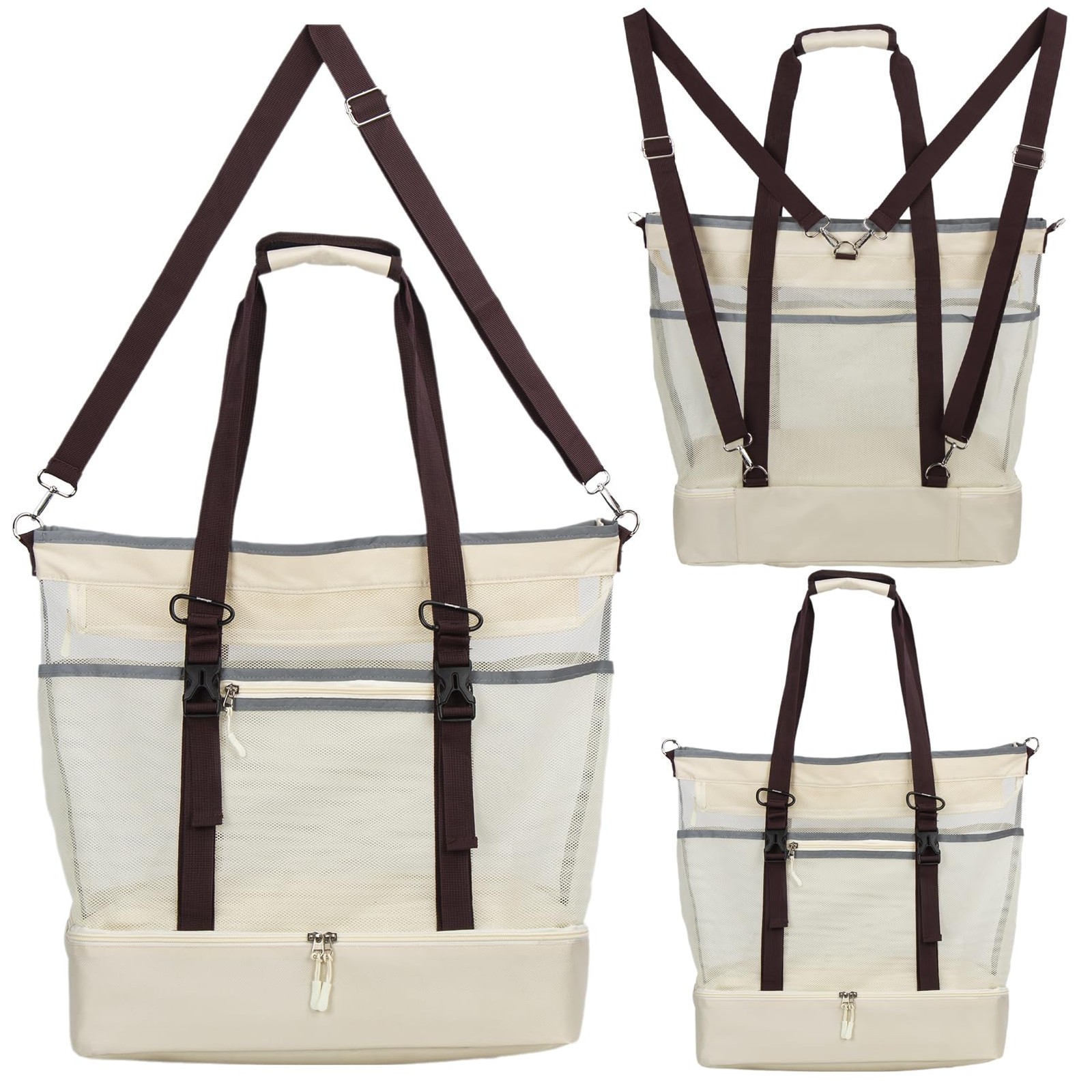 Mesh Beach Bag with Cooler Large Travel Family Vacation Essentials Pool Swimm