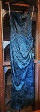 Lulus Emerald Green Full Length Satin Dress With Floral Imprints Size XS NWT