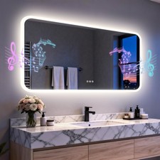 LED Bathroom Mirror Antifog Wall Vanity Illuminated Mirror Bluetooth 24-63inch