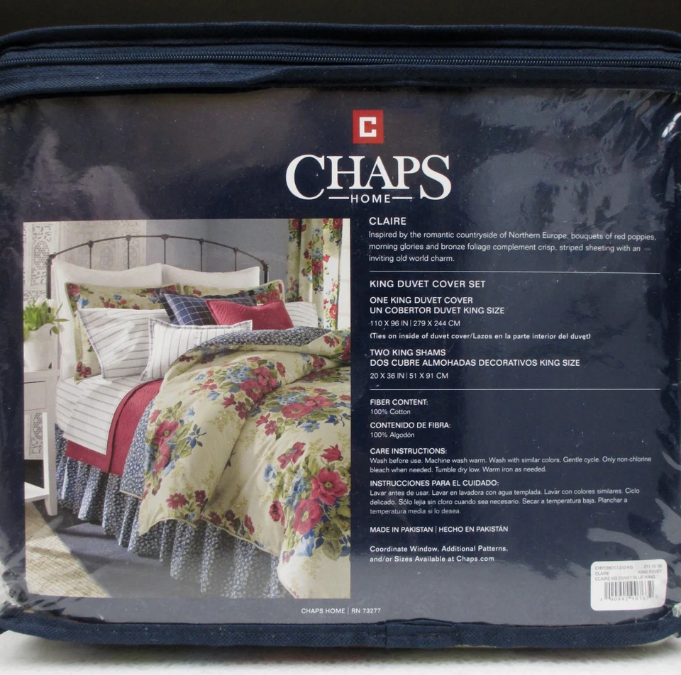 Nuevo juego de fundas y faldas de cama Chaps CLAIRE floral de 4 piezas - King Foto 3 de 4