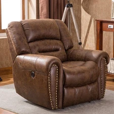 Electric Recliner Chair W/Breathable Bonded Leather Recliner Seating W/USB Port