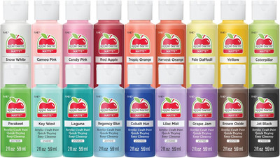 Pintura acrilica set de 18 colores mate 2oz cada uno artes manualidades pack