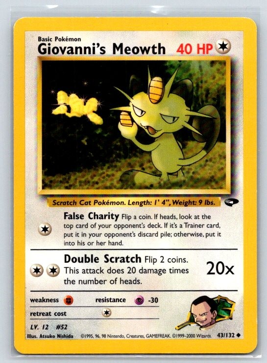 Giovanni's Meowth 43/132 Gym Challenge Unlimited NM