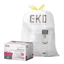 EKO 21 Gallon / 50-90 Liter, 60 Count Drawstring Trash Bags, Extra-Strong Gar...