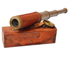 Vintage Brass Spyglass Telescope Dollond London 1920 Nautical Scope with Leat...
