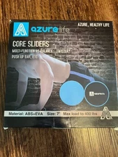 Azure Healthy Life Core Sliders 7” Push Ups Exercise Sliding Discs New