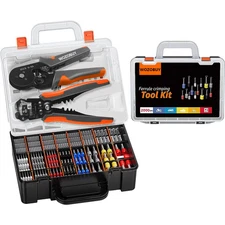 Ferrule Crimping Tool Kit, HSC8 6-6A AWG 23-10 Crimping Pliers+Stripper