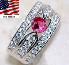 3CT Heat Treated Rubellite Tourmaline 925 Solid Sterling Silver Ring Sz 8 U4-6 — photo 2