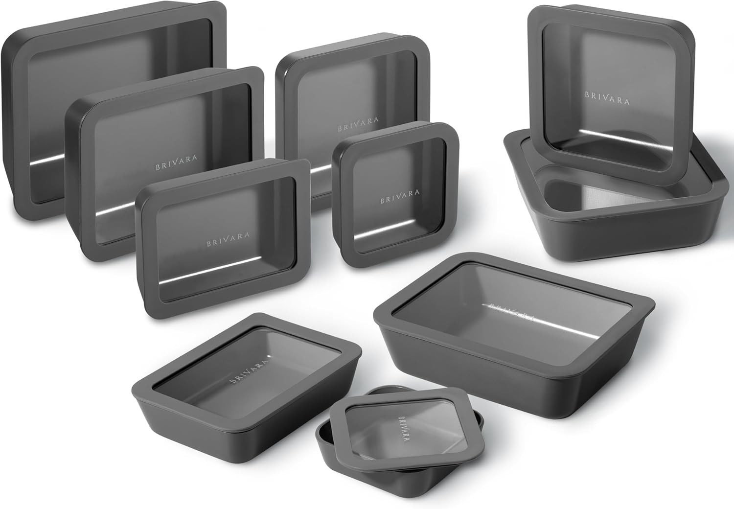 Non-Toxic Ceramic Coated Glass Food Storage Containers - 10 Piece Set