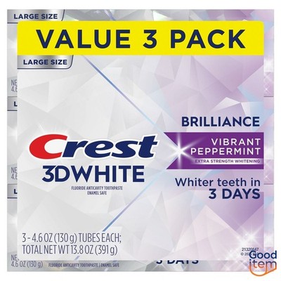 Crest 3D White Brilliance Vibrant Toothpaste - Peppermint -4.6oz/3pk:Gluten-Free