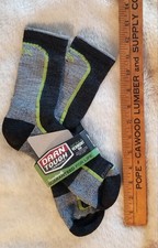 Darn Tough NEW. Hike/Trek Merino Socks sz L Charcoal/Lime Made in USA Ships Free