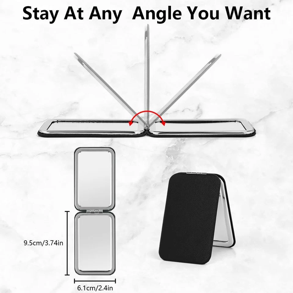 Specchio Da Viaggio Portatile Con Ingrandimento, Specchio Da Viaggio a Due Lati  - Immagine 2 di 4