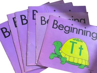 Beginning to Read, Write and Listen Letterbooks Lot T Turtle Purple Vintage