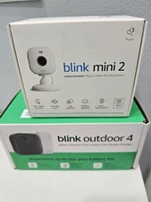 New Blink Mini 2 Wired & Wireless Blink Outdoor 4 Security Camera Bundle
