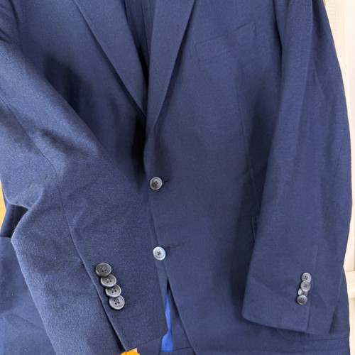 Blujacket Blazer Mens 44R Navy Blue Guabello Wool Silk Solid Butterfly Liner - Picture 7 of 14