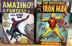 Tin Sign Lot of (2)  Spider-Man + Iron Man Marvel Comic Book Cover Wall Hangings
