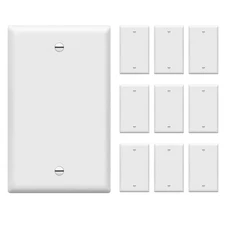 Blank Electrical Cover Plate, Glossy, 1 Gang, Polycarbonate, Outlet Cover, White