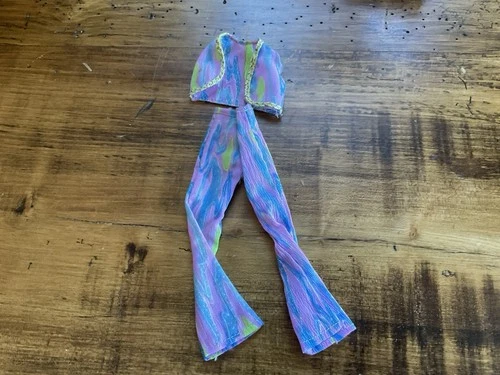 Vintage Barbie Clone Purple Print Bell Bottom Pants And Vest Read!!