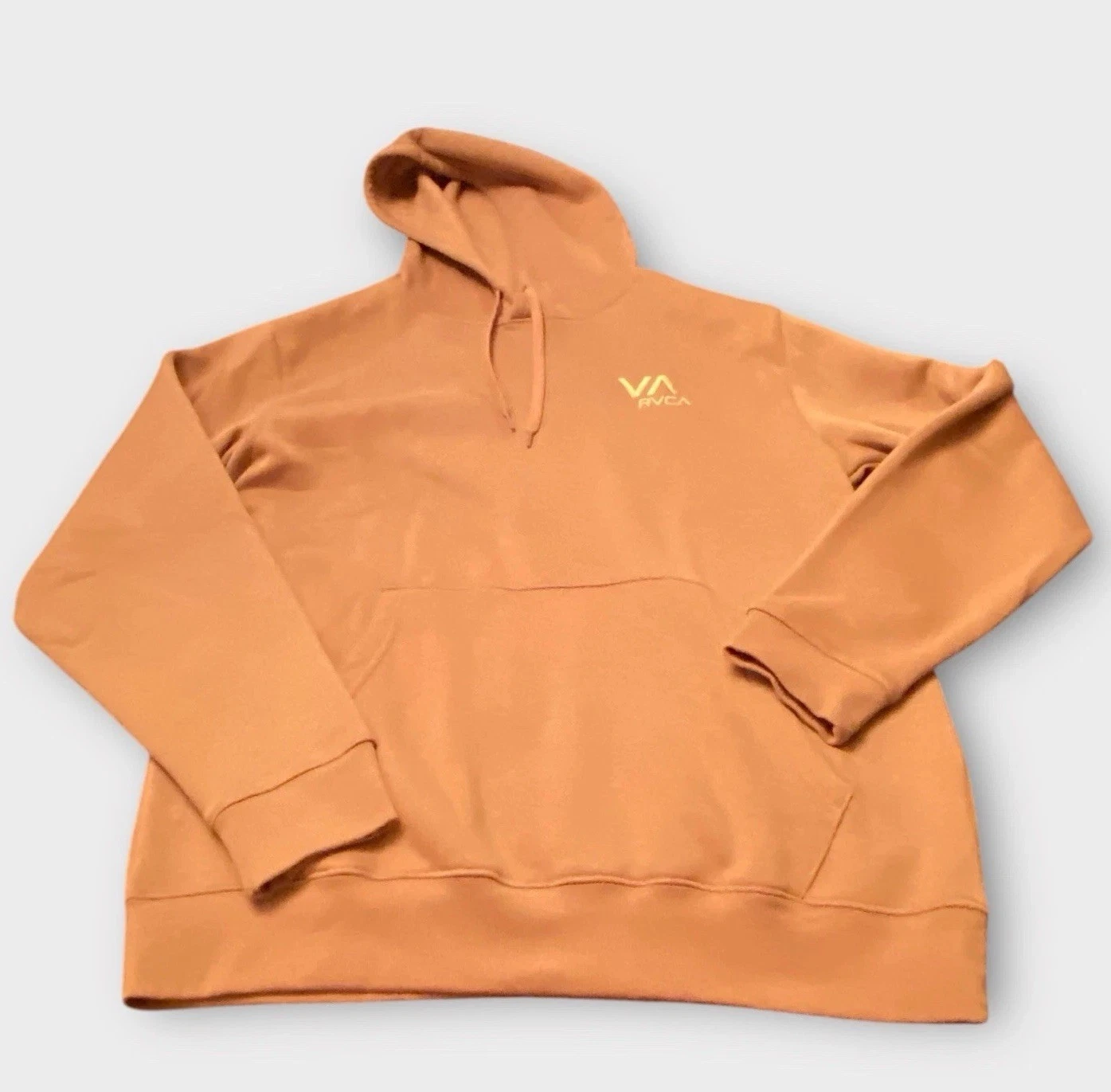 RVCA Hoodie Men’s Medium Brown Sweatshirt Embroidered Logo Skater Skate NEW
