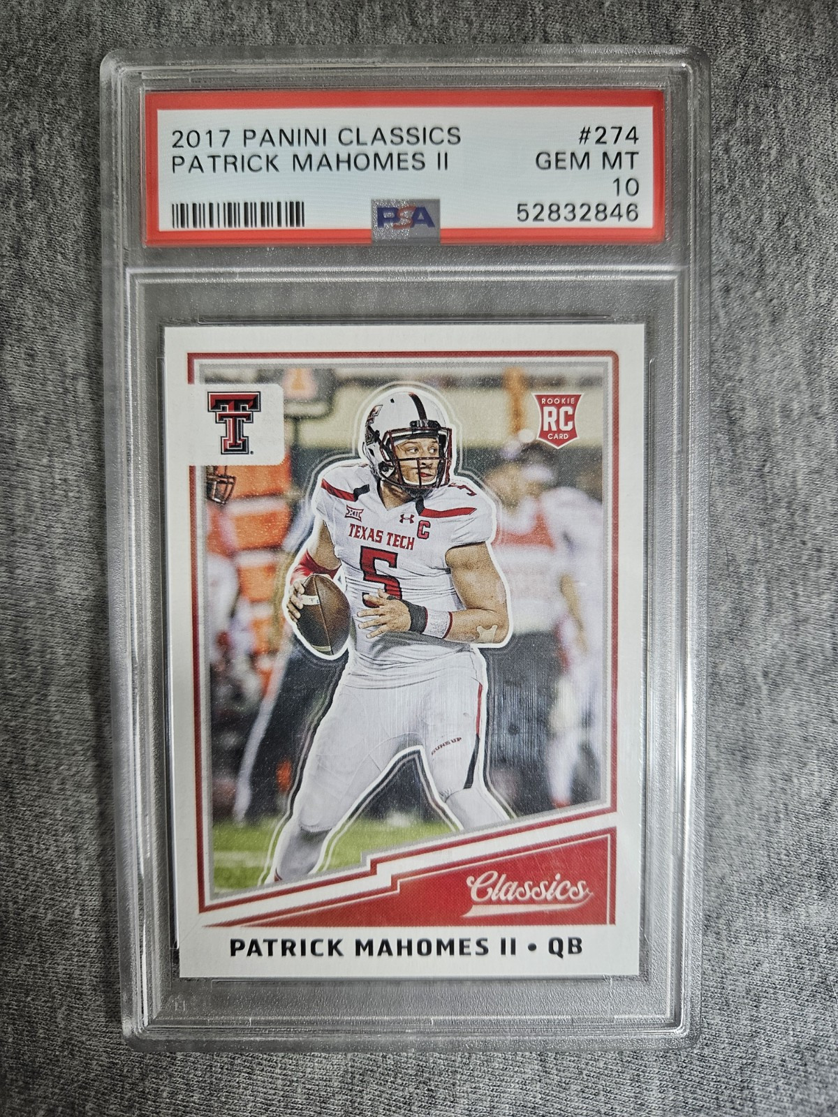 2017 Panini Classics Patrick Mahomes #274 PSA Gem Mt 10 RC
