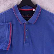 Robert Graham Polo Shirt Mens Size Medium Blue Red Trim Short Sleeve Preppy