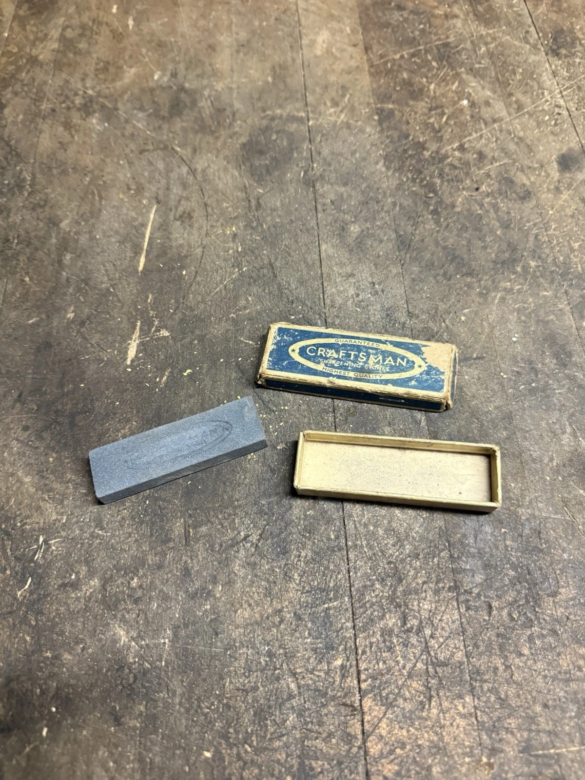 Vintage Old Craftsman Blade Knife Hand Tool Sharpening Oilstone Stone W Box USA